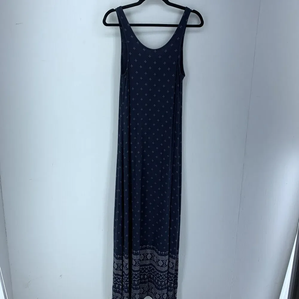 Vtg Old Navy Womens Small Maxi Dress Boho Hippie Peasant Festival Blue White Y2K - Picture 6 of 7